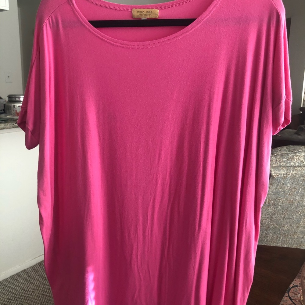 PIKO 1988 electric pink Boat Neck Bamboo tshirt